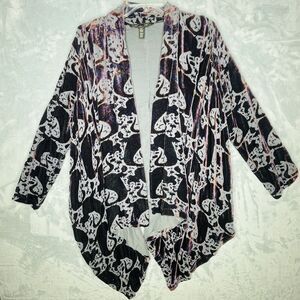 Winter Kate Purple Silk Blend Velvet Burnout Jasmine Open Cardigan Size XS